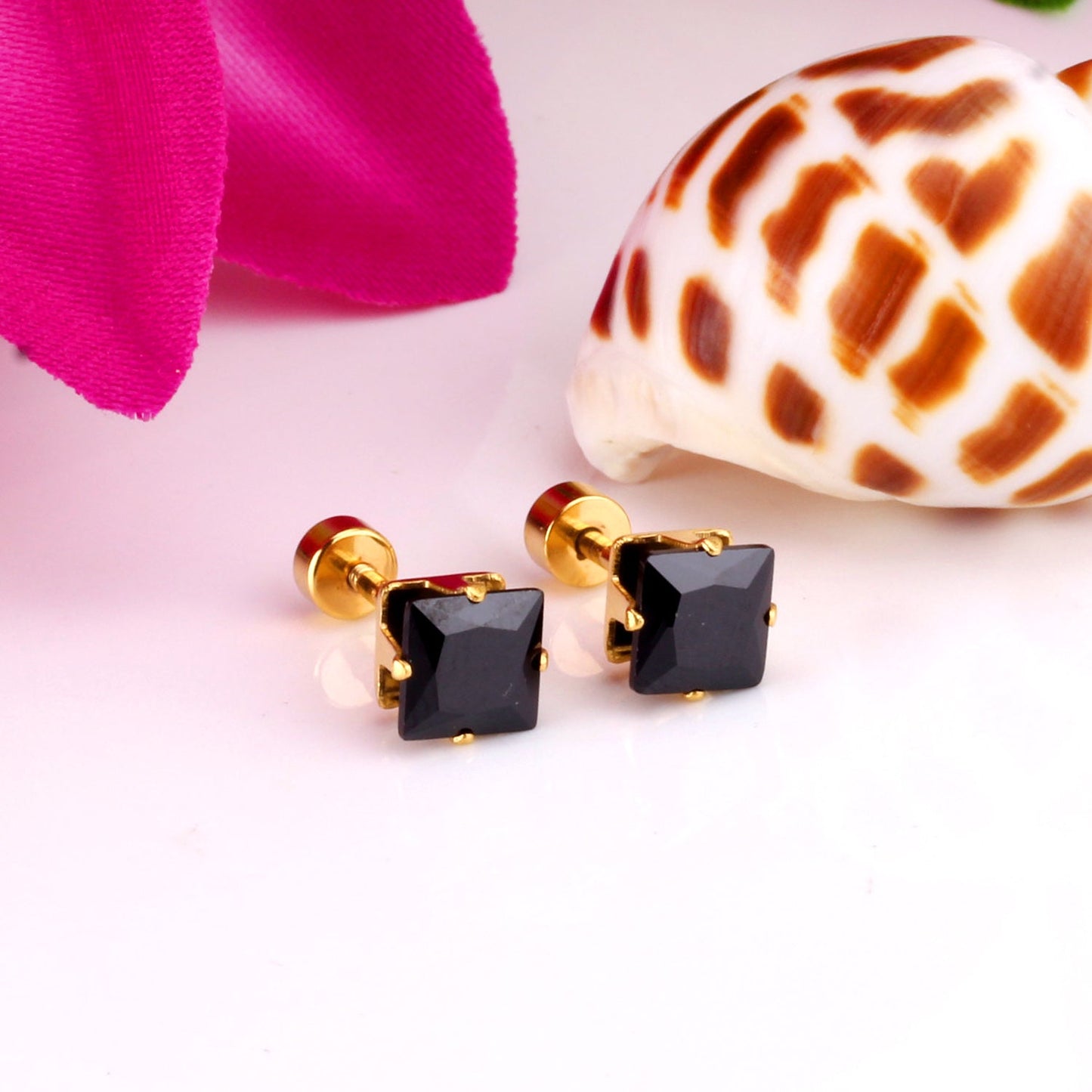 3mm~7mm Steel/Gold/Mixed color square white diamond screw plugs asonjewelry