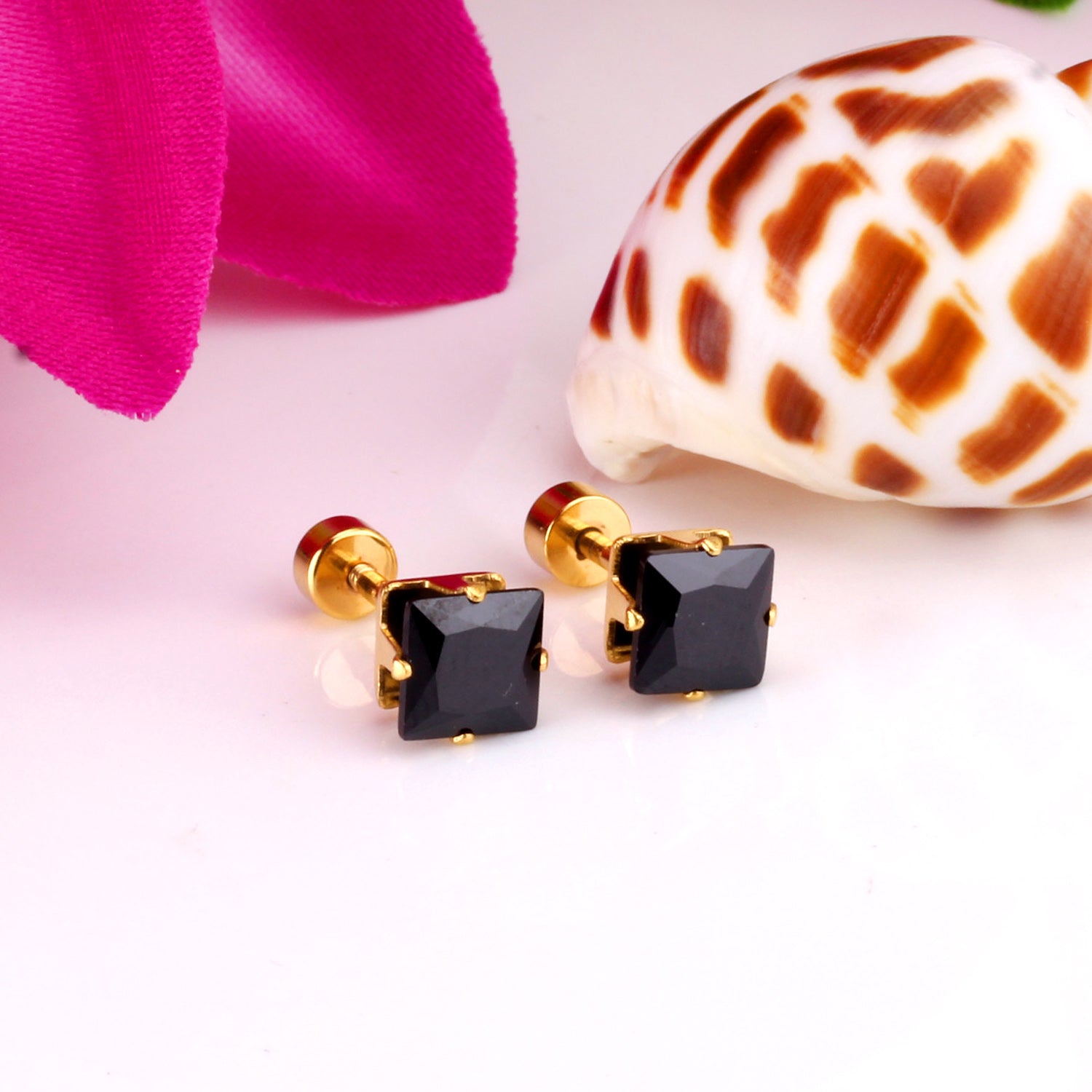 3mm~7mm Steel/Gold/Mixed color square white diamond screw plugs asonjewelry