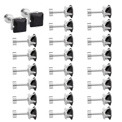 3mm~7mm Steel/Gold/Mixed color square white diamond screw plugs asonjewelry