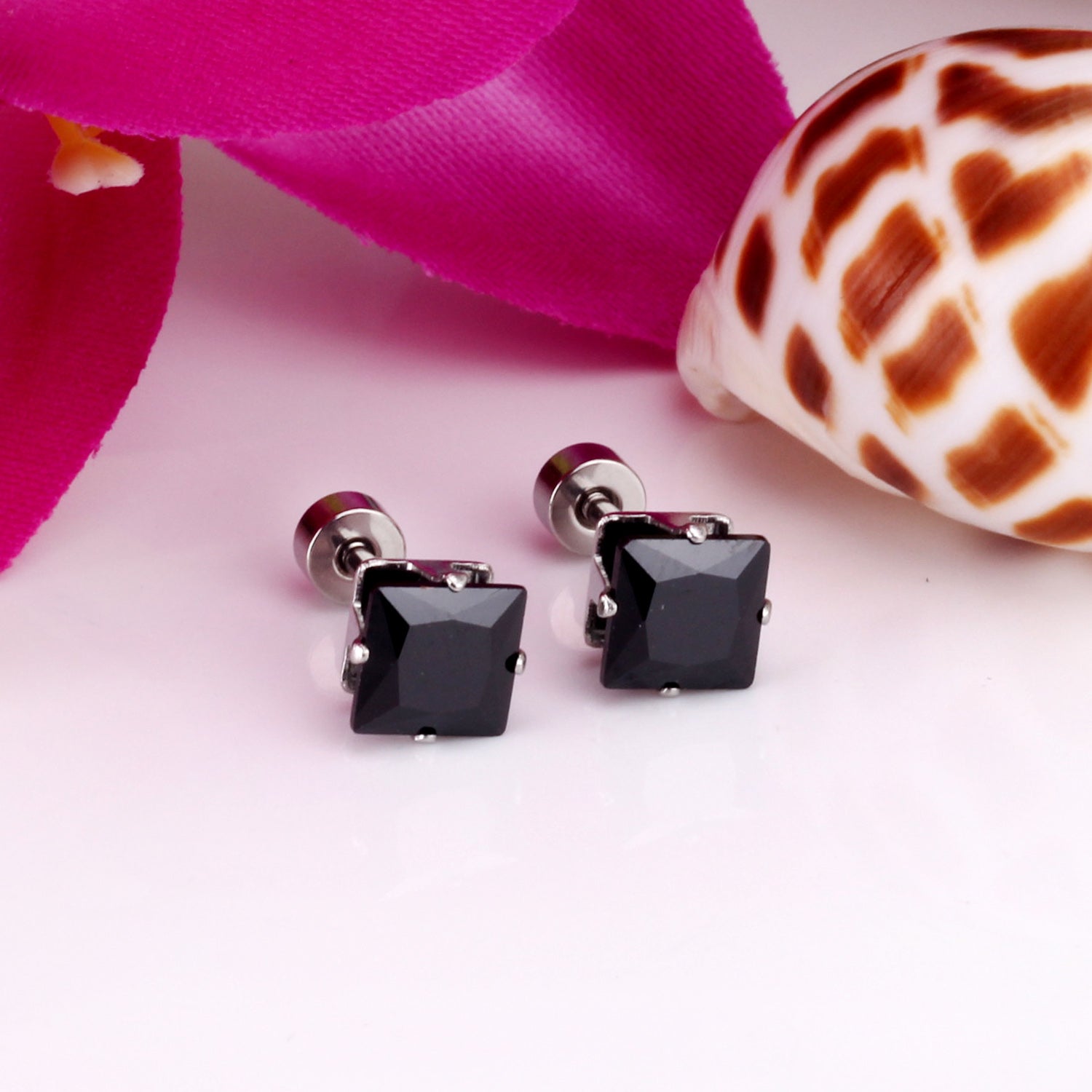 3mm~7mm Steel/Gold/Mixed color square white diamond screw plugs asonjewelry