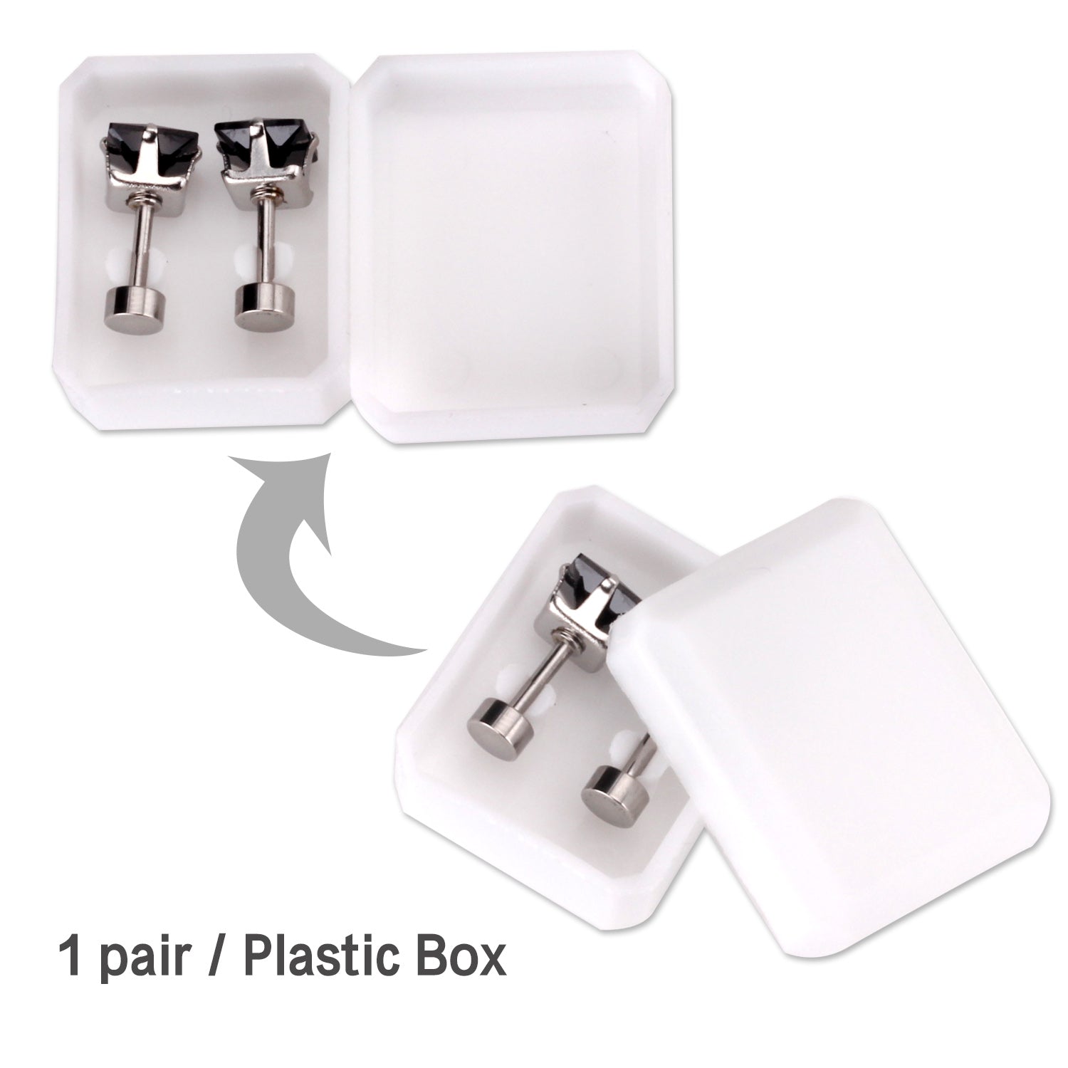 3mm~7mm Steel/Gold/Mixed color square white diamond screw plugs asonjewelry