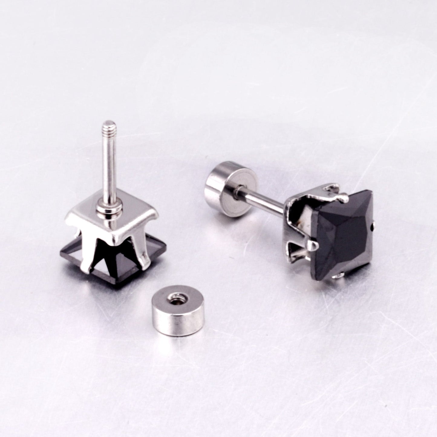 3mm~7mm Steel/Gold/Mixed color square white diamond screw plugs asonjewelry