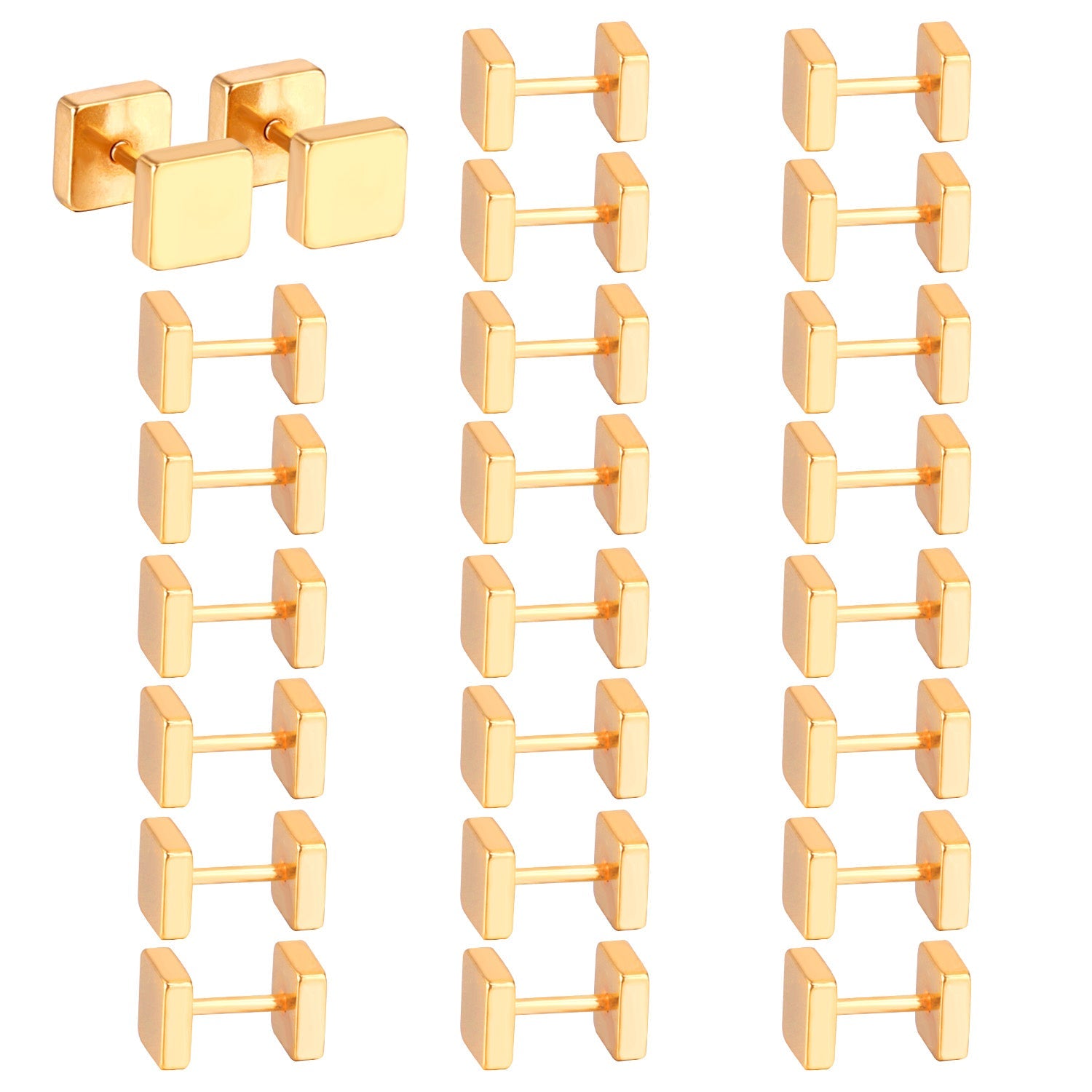 4mm/6mm/8mm Gold-Steel Square Cake Plugs asonjewelry