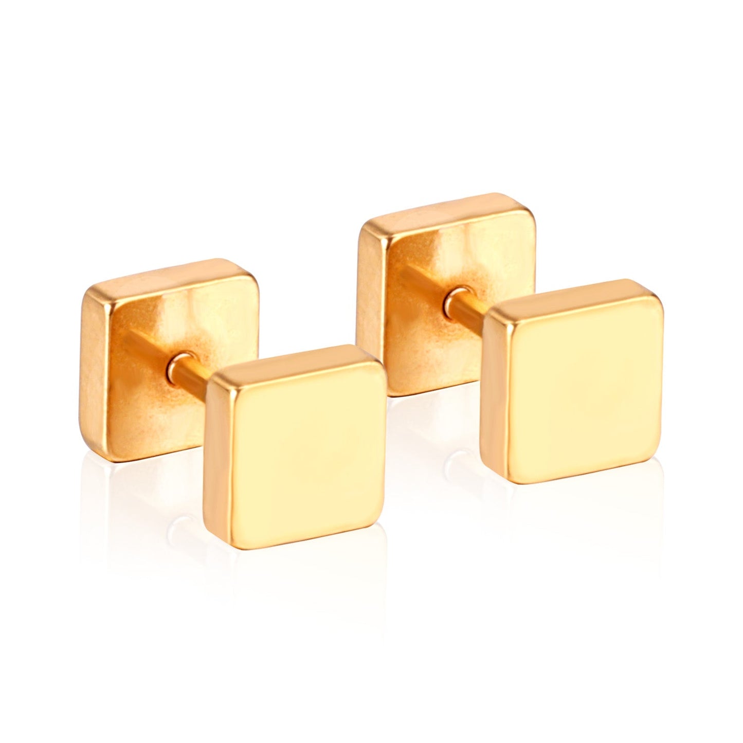 4mm/6mm/8mm Gold-Steel Square Cake Plugs asonjewelry