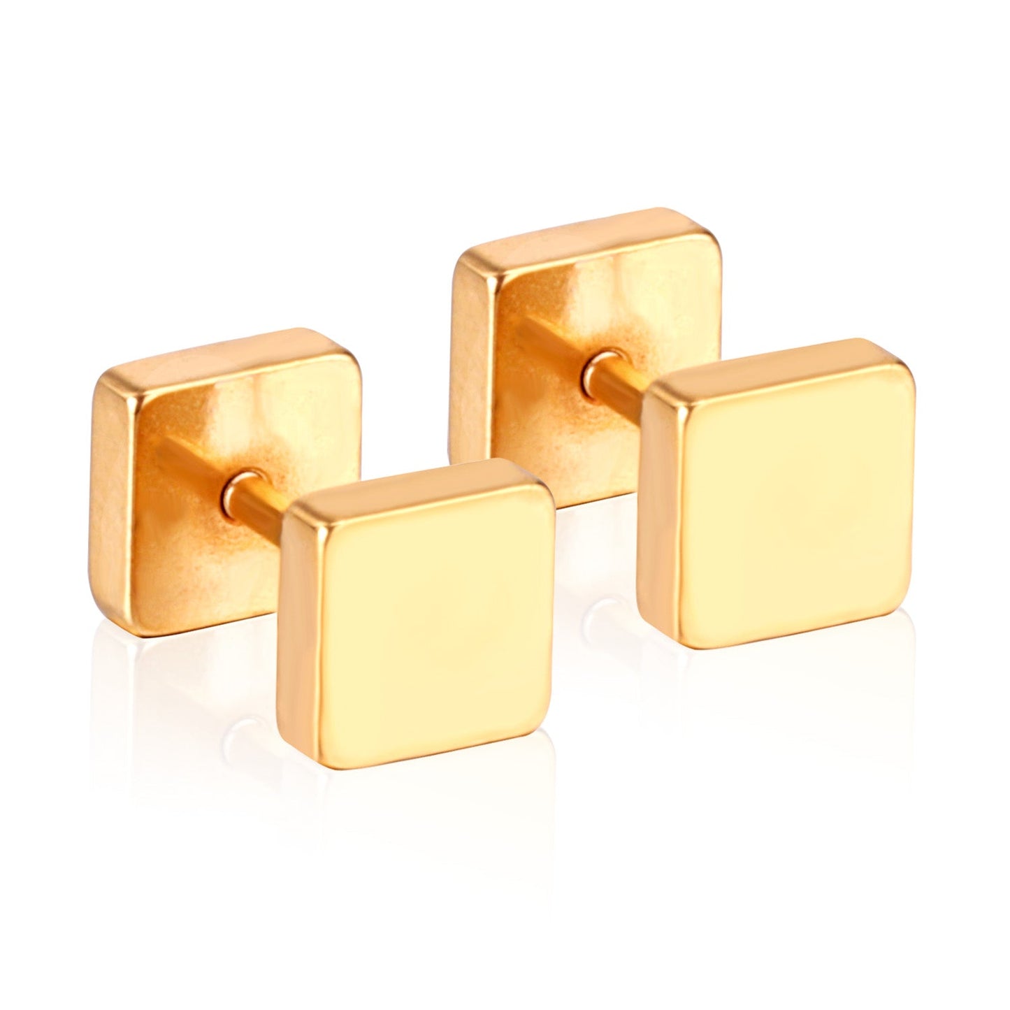 4mm/6mm/8mm Gold-Steel Square Cake Plugs asonjewelry