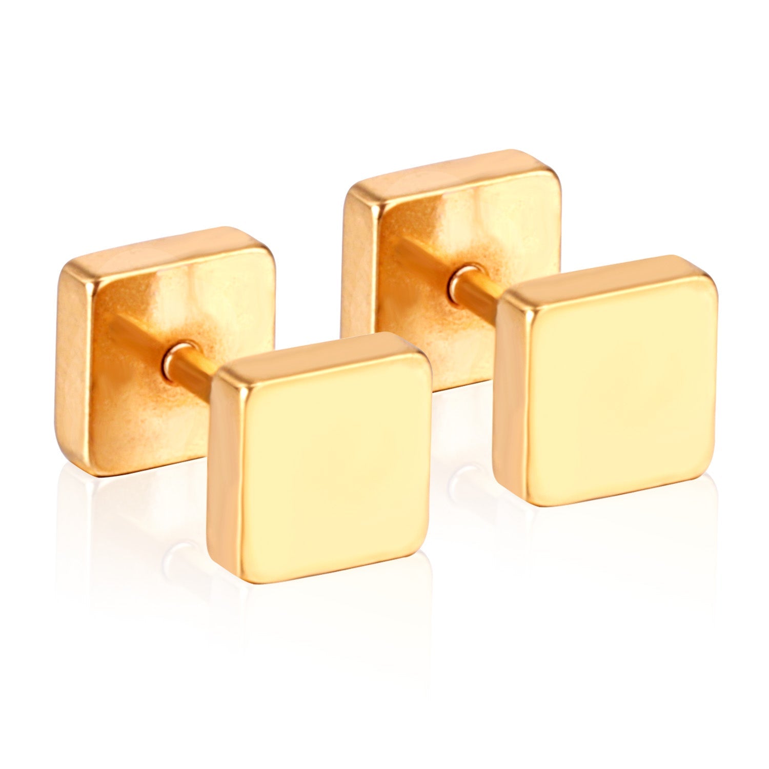 4mm/6mm/8mm Gold-Steel Square Cake Plugs asonjewelry