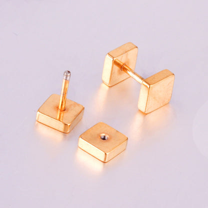 4mm/6mm/8mm Gold-Steel Square Cake Plugs asonjewelry