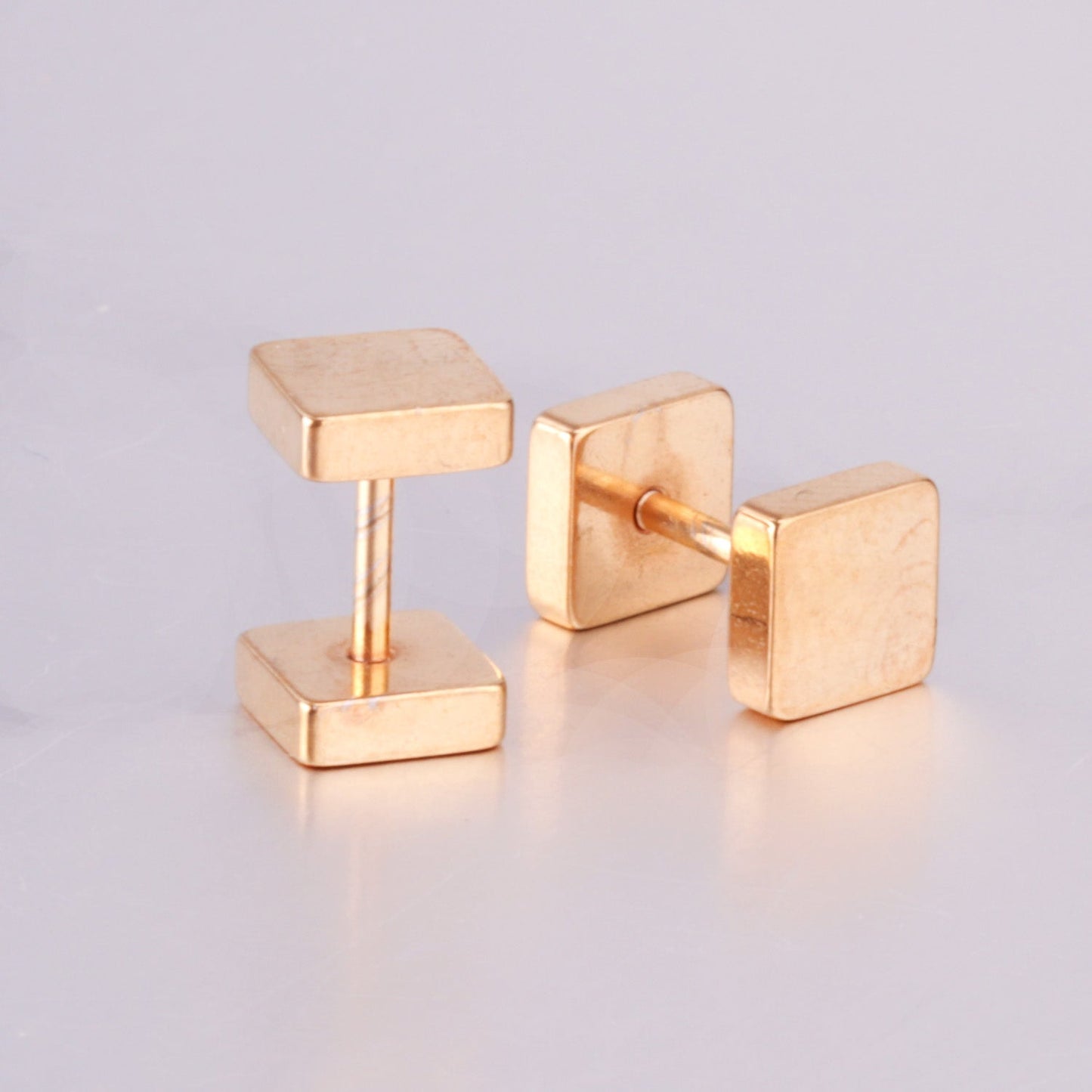 4mm/6mm/8mm Gold-Steel Square Cake Plugs asonjewelry