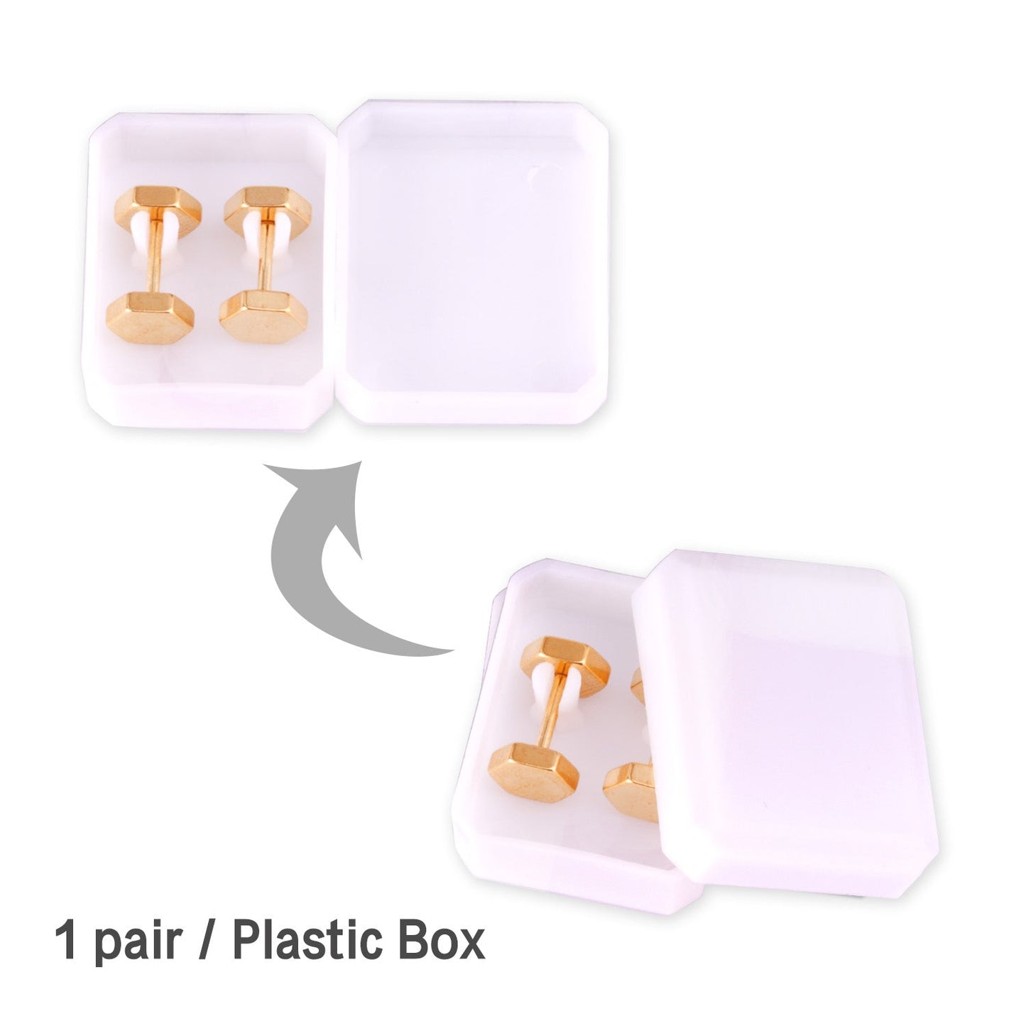 12 pairs 7mm Steel/Gold/Black Hexagonal Plugs asonjewelry