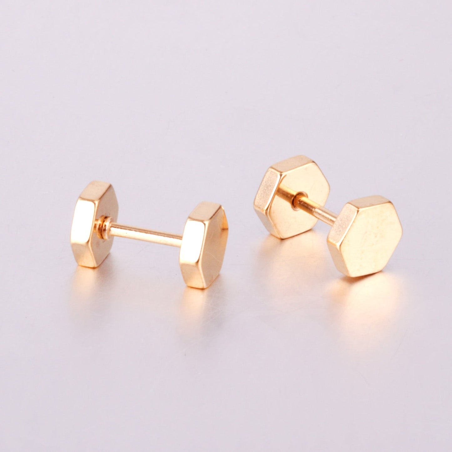 12 pairs 7mm Steel/Gold/Black Hexagonal Plugs asonjewelry