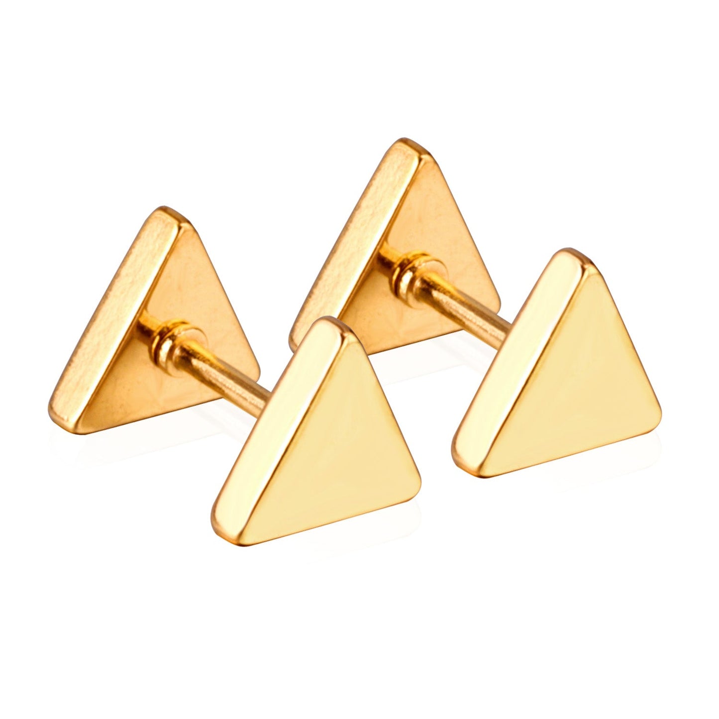12 pairs 8mm steel color/gold/black triangle screw plugs asonjewelry