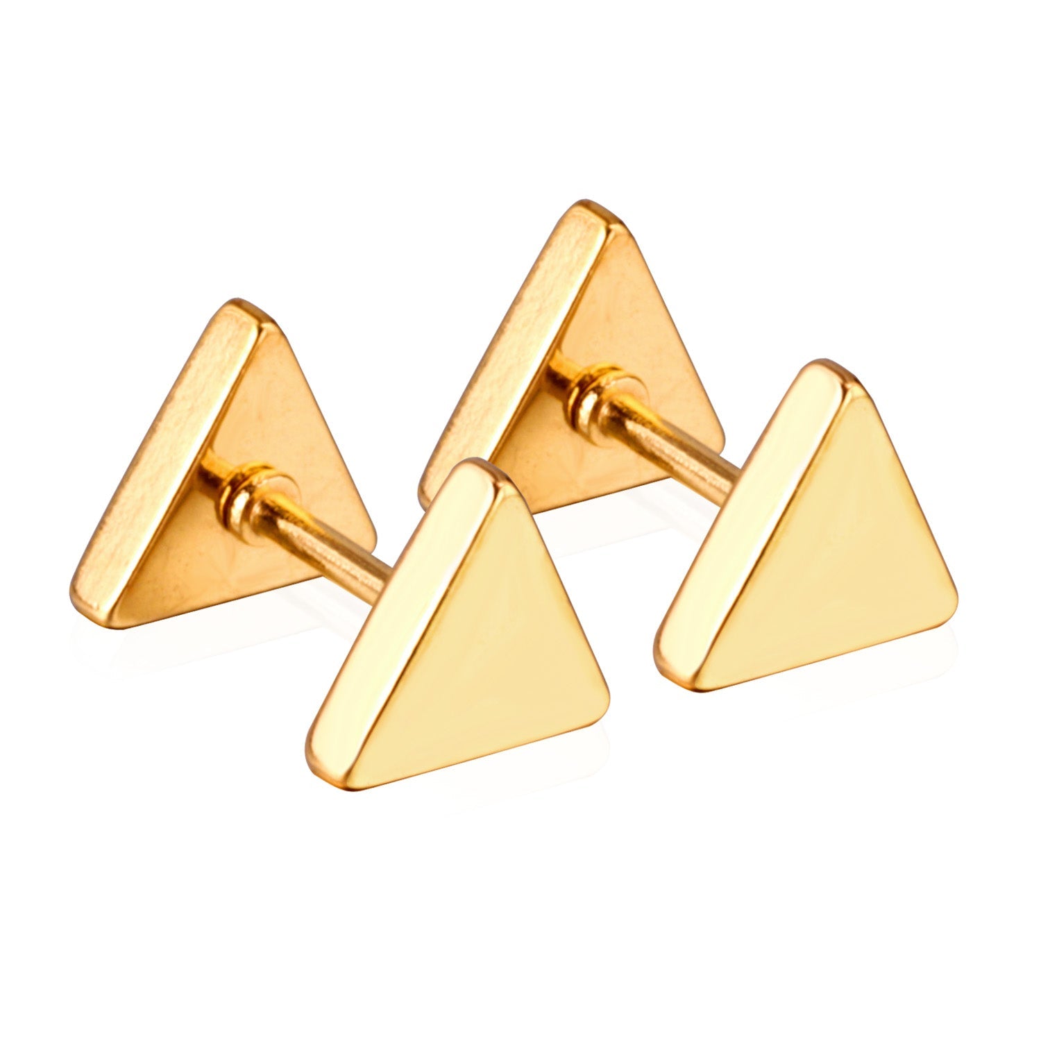 12 pairs 8mm steel color/gold/black triangle screw plugs asonjewelry