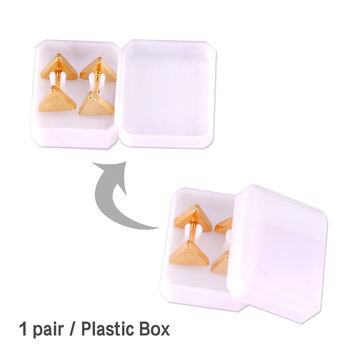 12 pairs 8mm steel color/gold/black triangle screw plugs asonjewelry