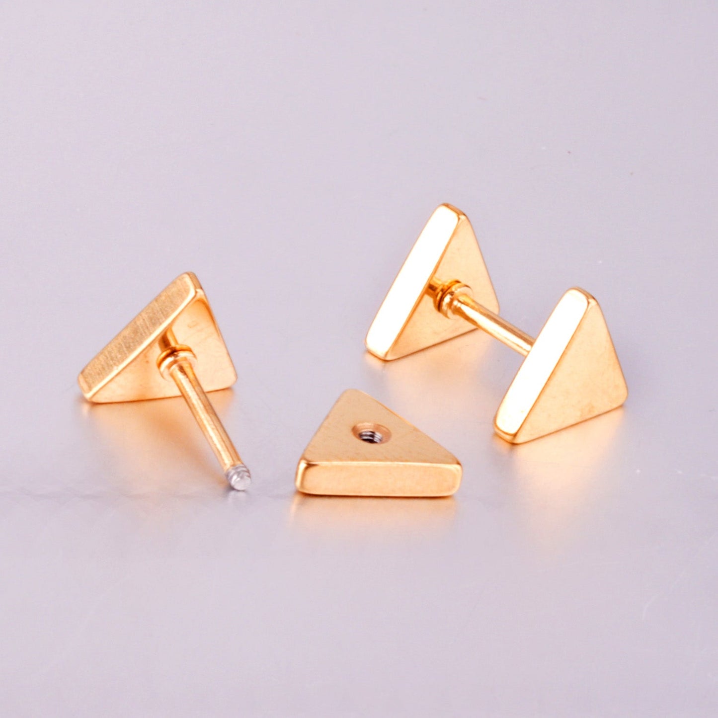 12 pairs 8mm steel color/gold/black triangle screw plugs asonjewelry