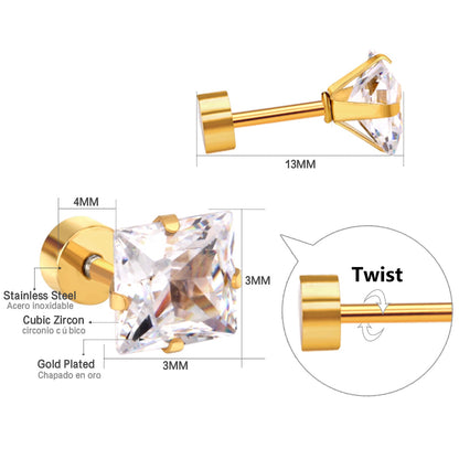 3mm/6mm Steel & Gold Square Mixed Drill Plugs asonjewelry