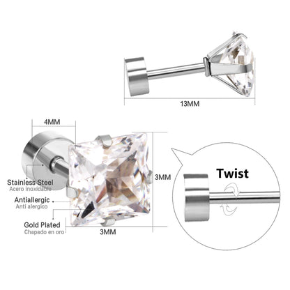 3mm/6mm Steel & Gold Square Mixed Drill Plugs asonjewelry