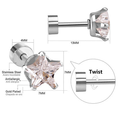 6mm Steel & Gold Pentacle Mixed Drill Plugs asonjewelry