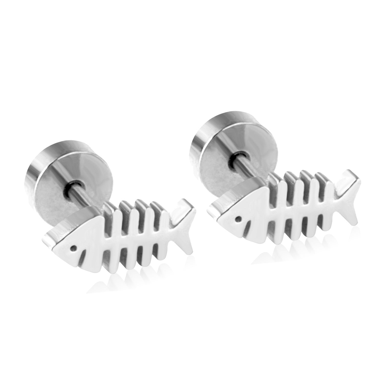 12 pairs steel/gold Cut Fishbone Screwback Earrings without diamonds asonjewelry