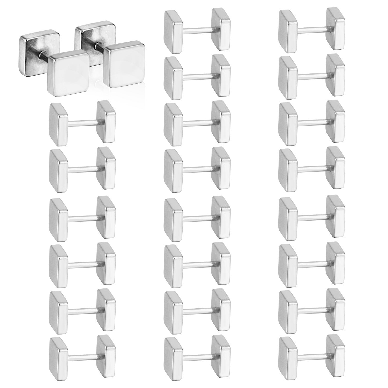 4mm/6mm/8mm Gold-Steel Square Cake Plugs asonjewelry