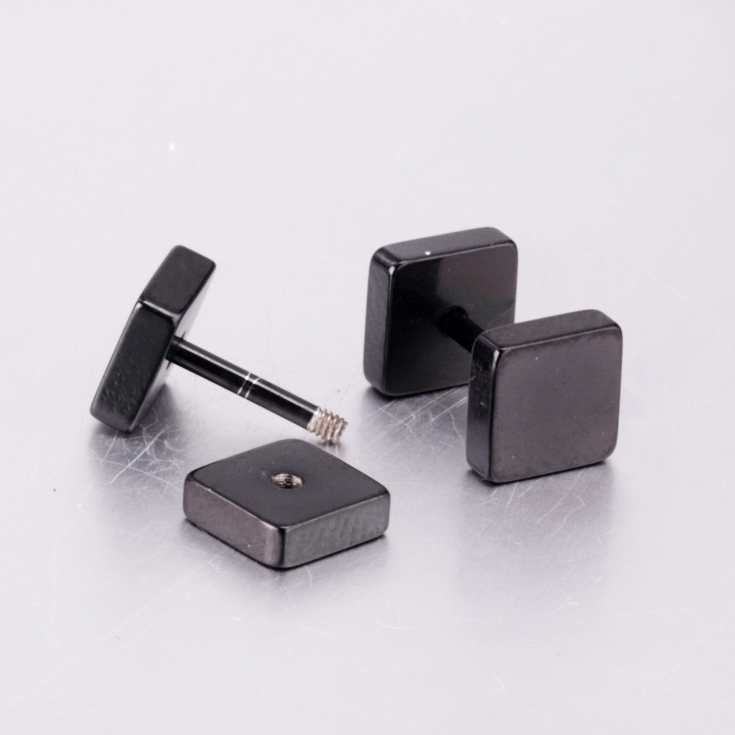 4mm/6mm/8mm Gold-Steel Square Cake Plugs asonjewelry