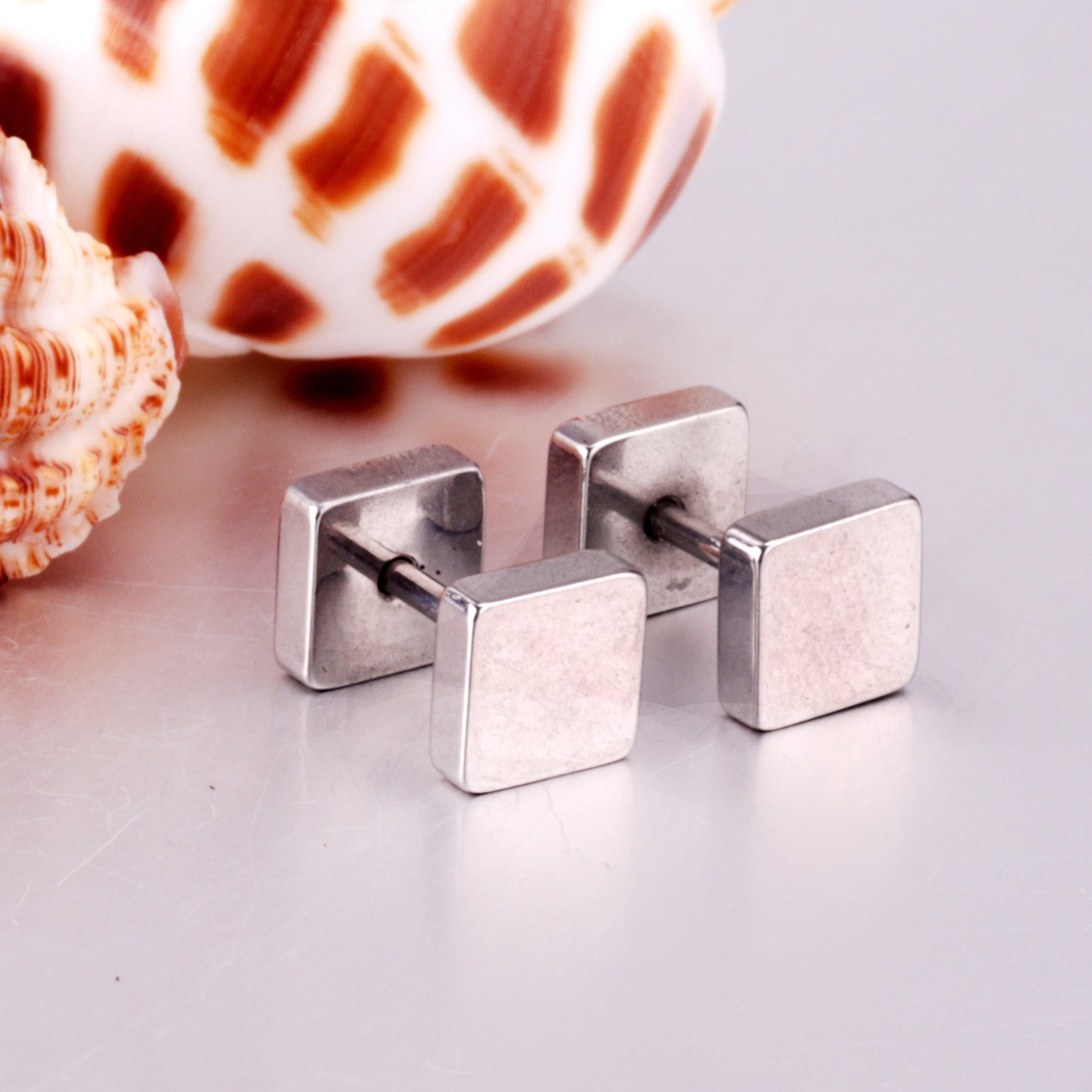 4mm/6mm/8mm Gold-Steel Square Cake Plugs asonjewelry