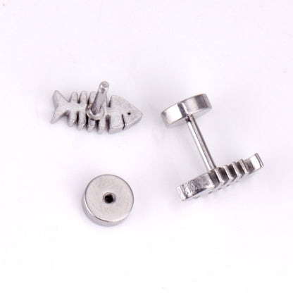 12 pairs steel/gold Cut Fishbone Screwback Earrings without diamonds asonjewelry