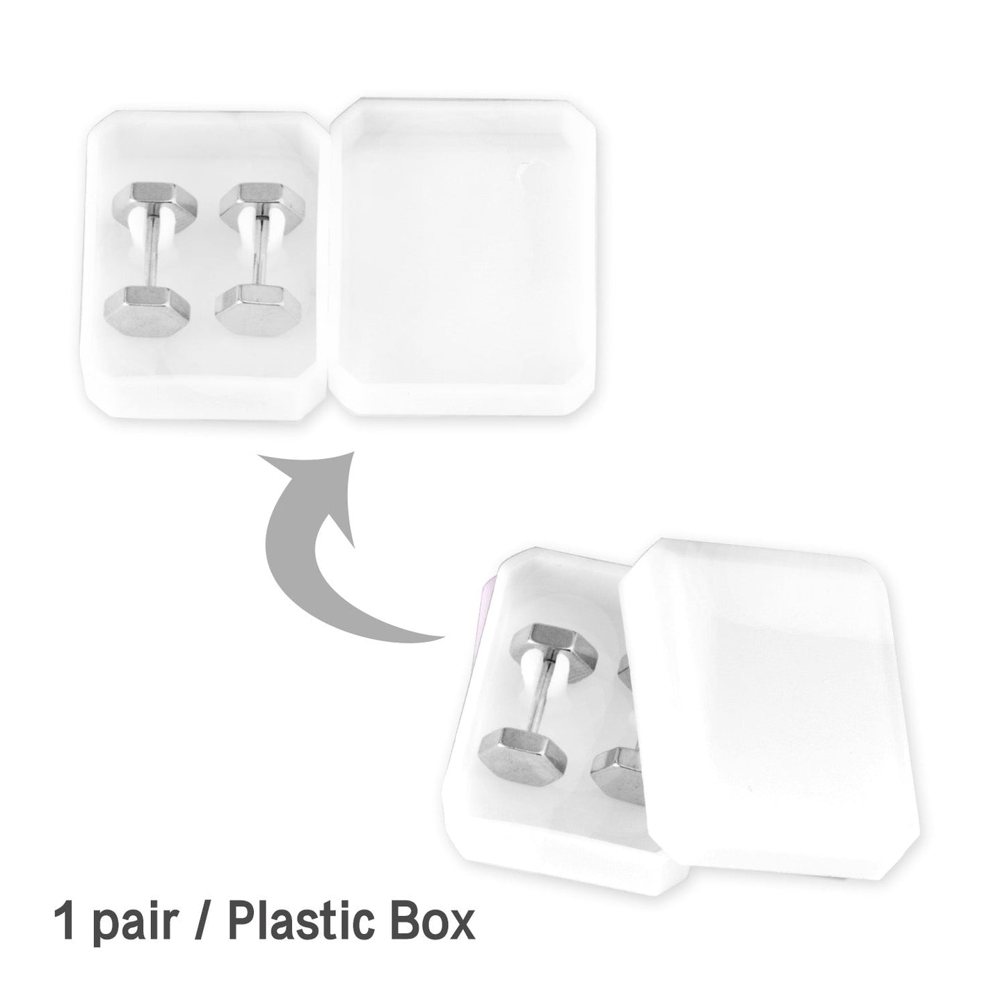 12 pairs 7mm Steel/Gold/Black Hexagonal Plugs asonjewelry