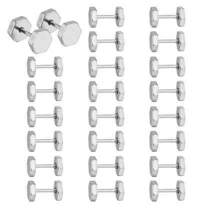 12 pairs 7mm Steel/Gold/Black Hexagonal Plugs asonjewelry
