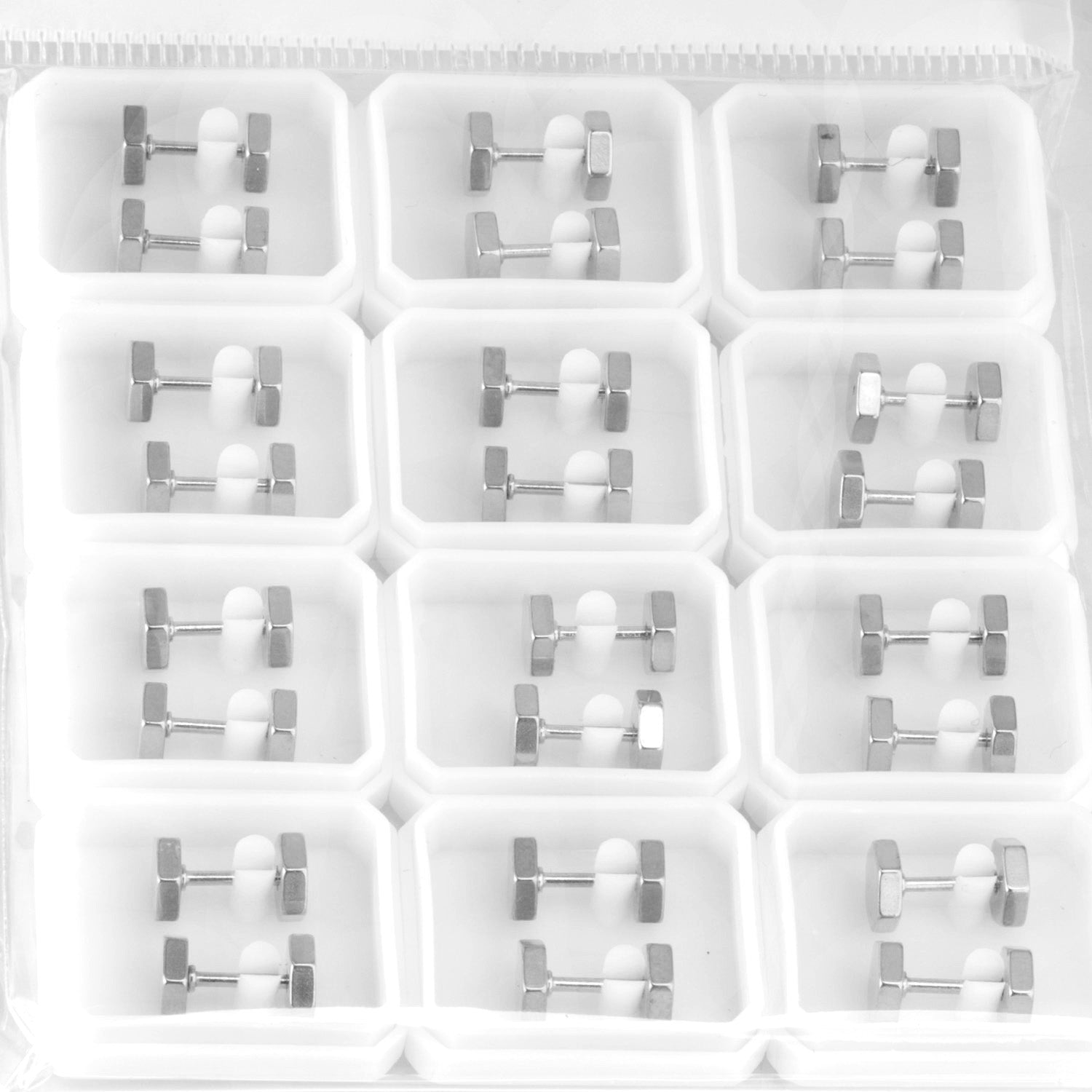 12 pairs 7mm Steel/Gold/Black Hexagonal Plugs asonjewelry