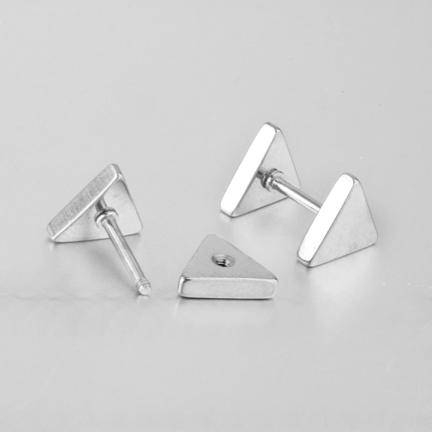 12 pairs 8mm steel color/gold/black triangle screw plugs asonjewelry