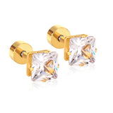 3mm~7mm Steel/Gold/Mixed color square white diamond screw plugs