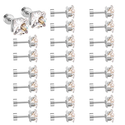 3mm~7mm Steel/Gold/Mixed color square white diamond screw plugs asonjewelry