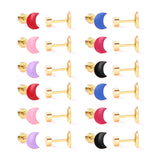 12 pairs Steel / Goldtone Moon Shaped Mixed Color Screwback Earrings