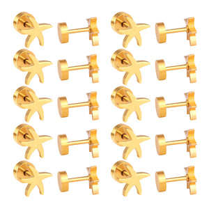 12 pairs Gold Cut Screw In Stud Earrings without Diamonds
