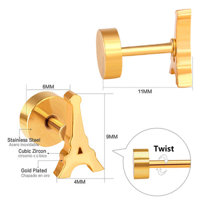 12 pairs Gold Color Cutout Screwback Earrings without Diamonds asonjewelry