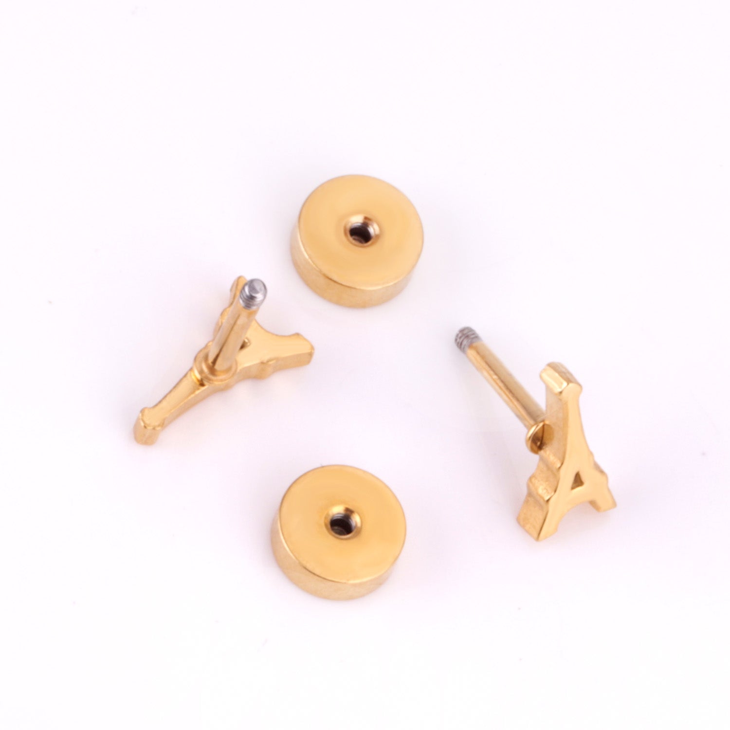 12 pairs Gold Color Cutout Screwback Earrings without Diamonds asonjewelry