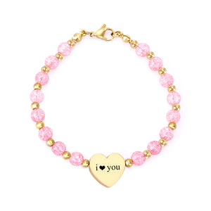 Gold Accessories Pink Crystal Bracelet