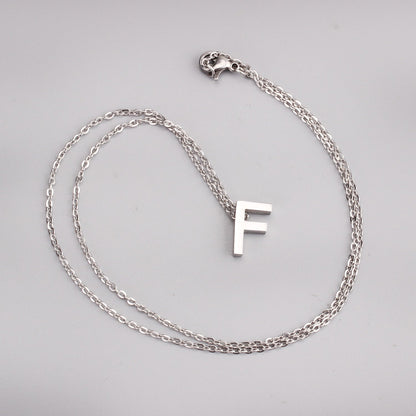 ASON Delicate Classic Style Initial 26 Letters Alphabet Chain Pendant Necklace Stainless Steel Color Jewelry Chokers asonjewelry
