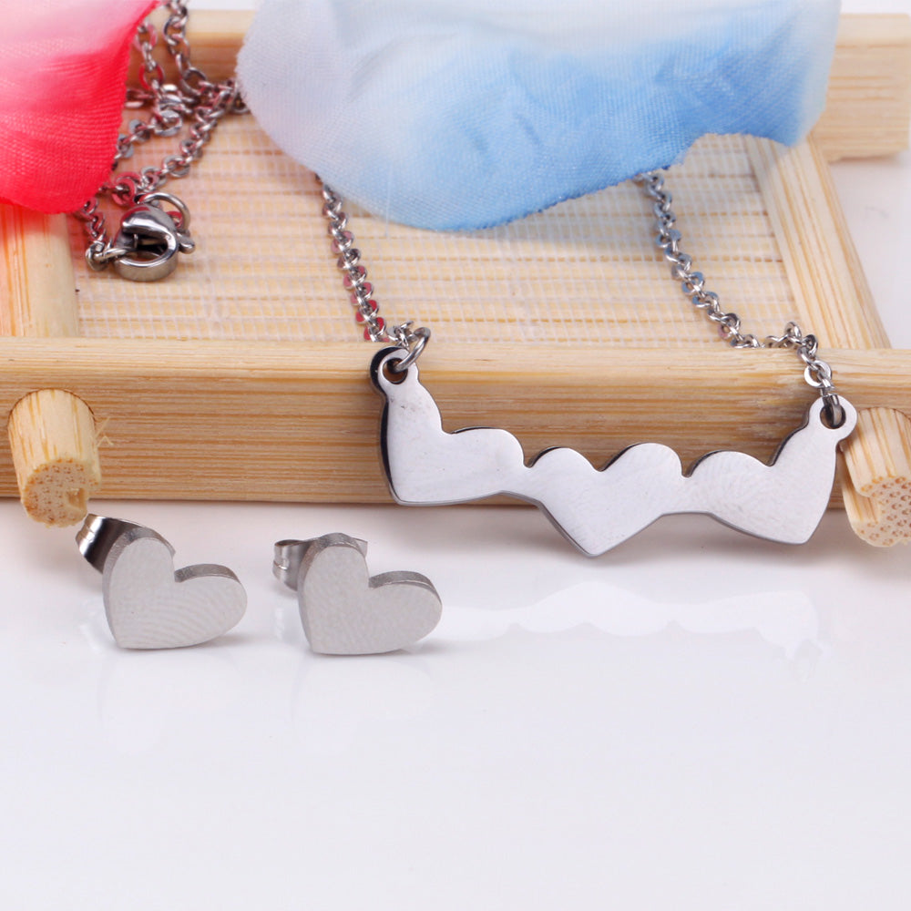 Gold Cut Heart Glossy Set asonjewelry