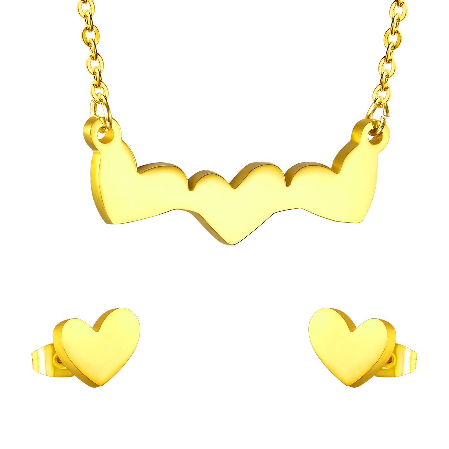 Gold Cut Heart Glossy Set asonjewelry