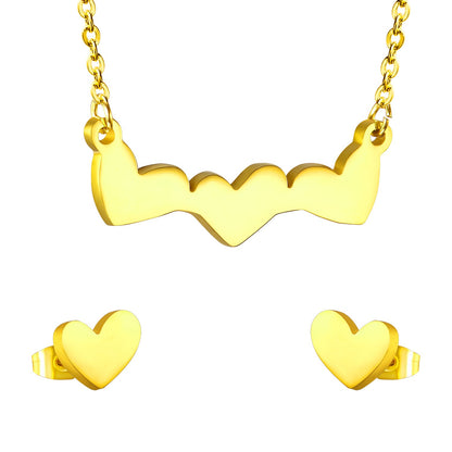 Gold Cut Heart Glossy Set asonjewelry