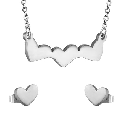 Gold Cut Heart Glossy Set asonjewelry