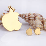 Set of jewels in gold/steel with a smooth surface of an apple with a bite.