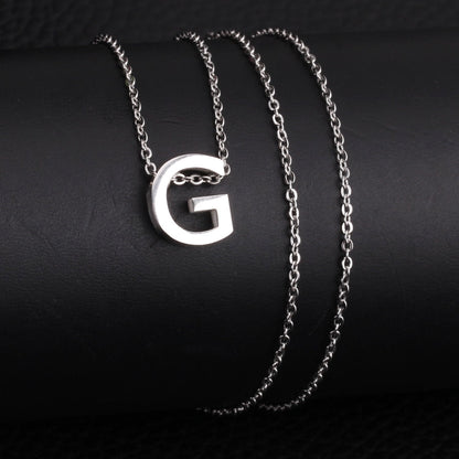 ASON Delicate Classic Style Initial 26 Letters Alphabet Chain Pendant Necklace Stainless Steel Color Jewelry Chokers asonjewelry
