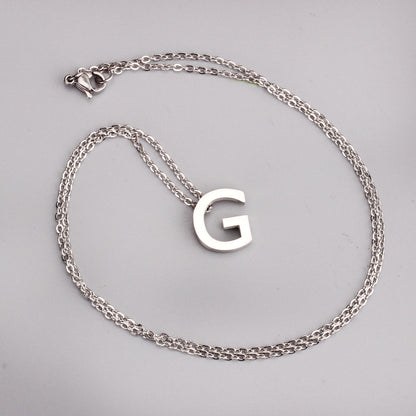ASON Delicate Classic Style Initial 26 Letters Alphabet Chain Pendant Necklace Stainless Steel Color Jewelry Chokers asonjewelry