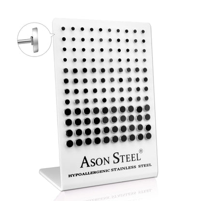 4-6-8mm Snapback Steel/Golden Cylinder White Shell/Black Shell Stud Earrings asonjewelry