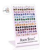 Card Holder Gold/Steel with Teardrop Diamonds Mixed Color Stud Earrings