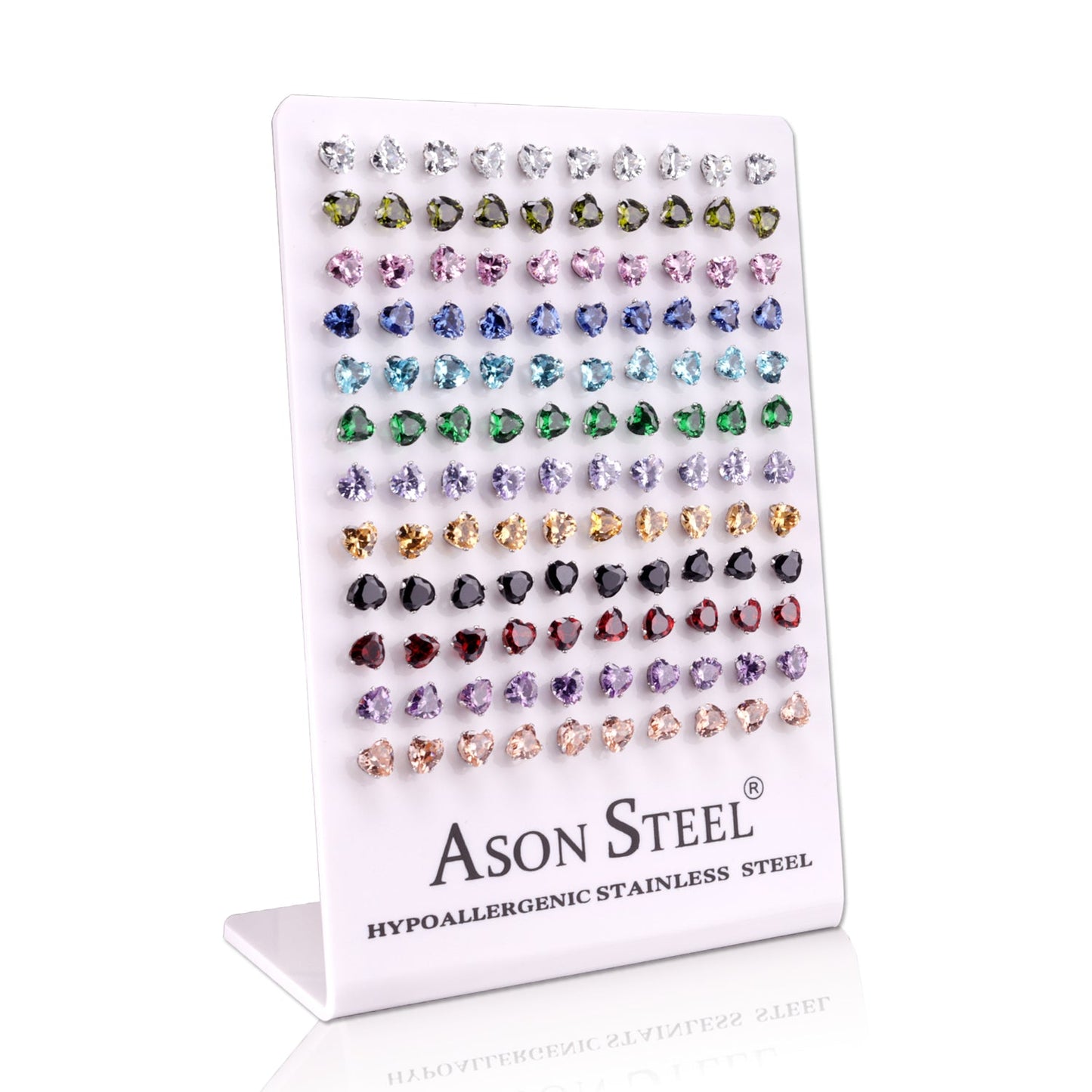 6mm Snapback Steel/Golden Heart Stud Earrings with Diamonds asonjewelry