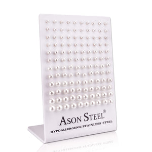 4-8mm Gold/ Steel White Pearl Stud Earrings for Snapbacks