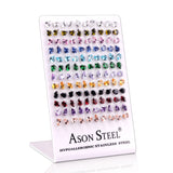 Card Holder Gold/Steel with Teardrop Diamonds Mixed Color Stud Earrings